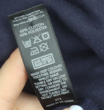 BHS Women Navy Size 22 Cowl Neck Pullover Hoodie Cotton Blend