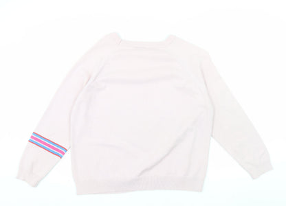 Oliver Bonas Women’s Pink Striped Crew Neck Jumper Size 16