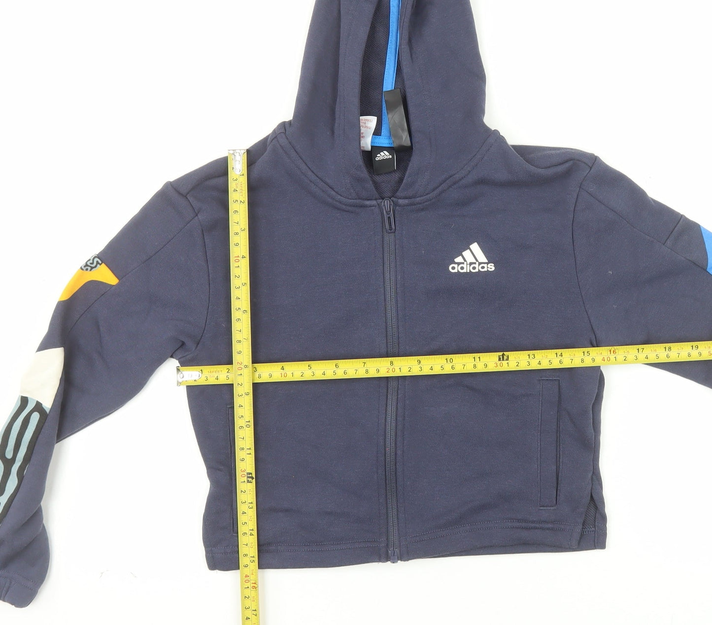 Adidas Girls Blue Full Zip Hoodie 9-10 Years Hooded Sports Top