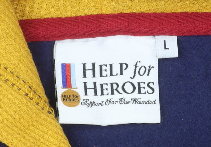 Help for Heroes Men's Blue Full Zip Hoodie Size L Hooded Sweatshirt