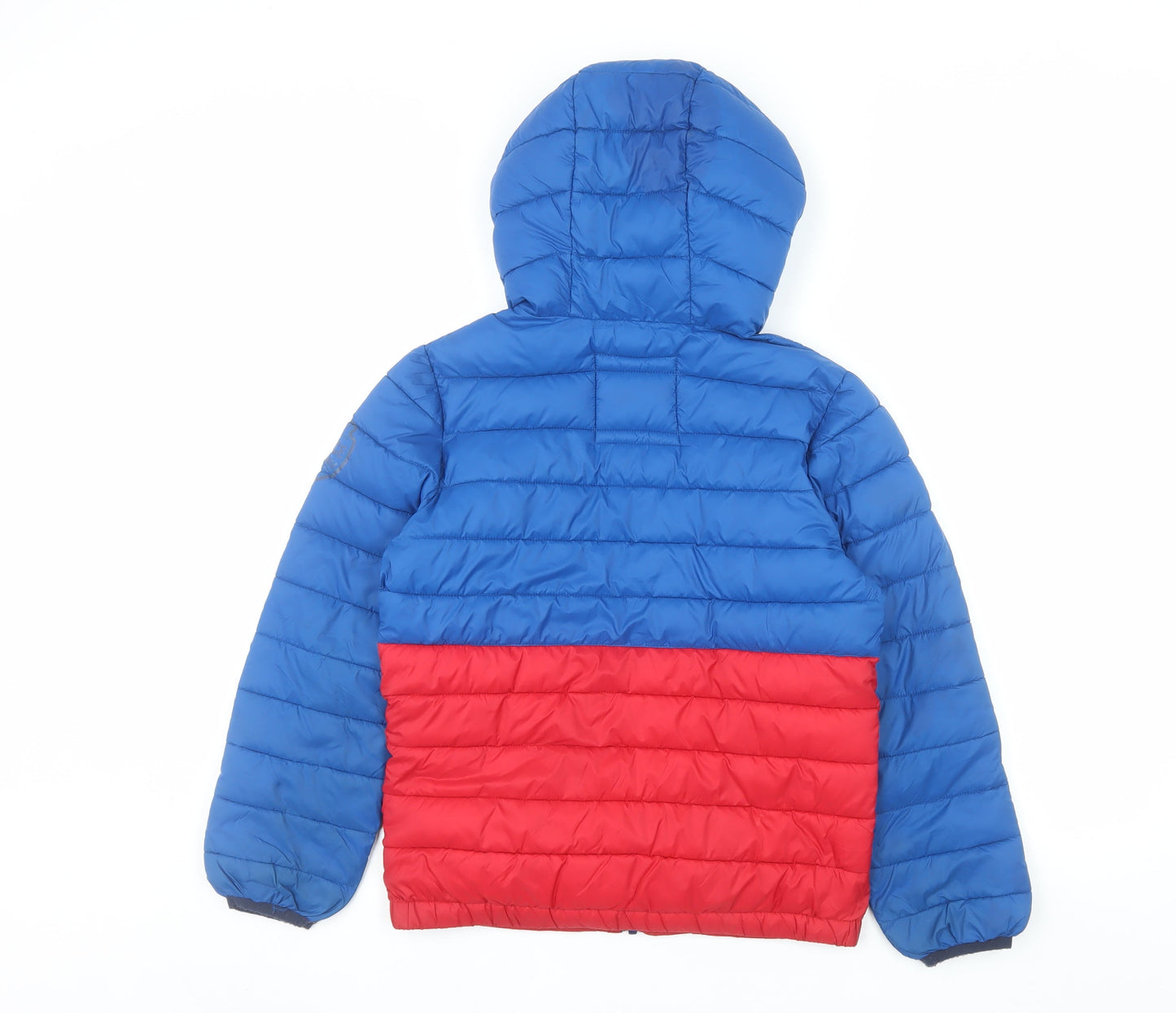 FatFace Boys Blue Red Hooded Puffer Jacket 10-11 Years Lightweight Winter Coat