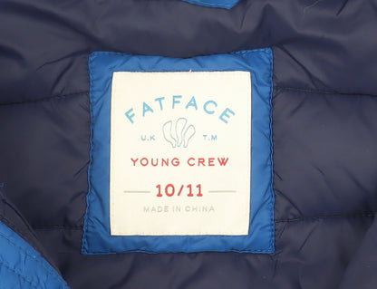 FatFace Boys Blue Red Hooded Puffer Jacket 10-11 Years Lightweight Winter Coat