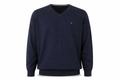 Tommy Hilfiger Men's Blue XL V-Neck Cotton Pullover Jumper