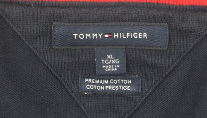 Tommy Hilfiger Men's Blue XL V-Neck Cotton Pullover Jumper