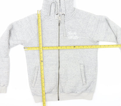 Jack Wills Women's Grey Full Zip Hoodie UK 6 Fleece Lined Casual