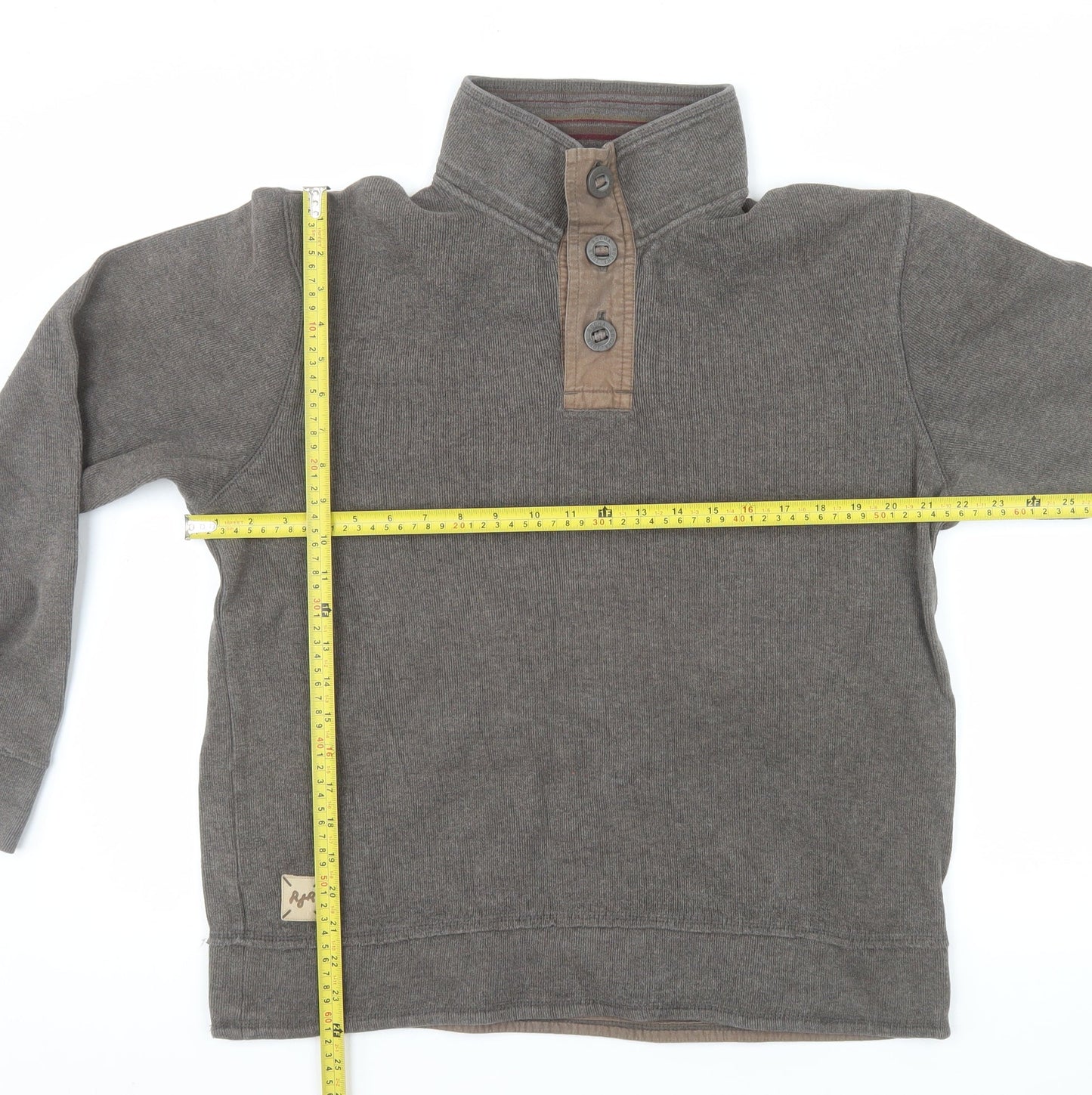 Rocha John Rocha Men’s Brown Cotton Henley Jumper M Casual Knitwear