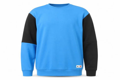 Front view of Adidas Teens Blue Black LEGO Graphic Pullover Sweatshirt XL
