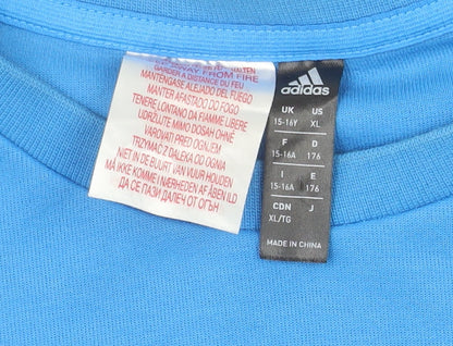 Adidas Teens Blue Black LEGO Graphic Pullover Sweatshirt XL