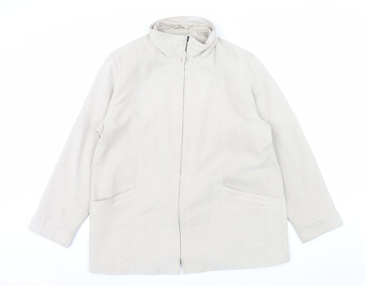 Debenhams Women Beige Size 16 Mid-Length Zip Jacket