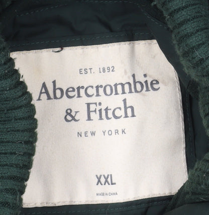 Abercrombie & Fitch Men's Green 2XL Hooded Puffer Jacket