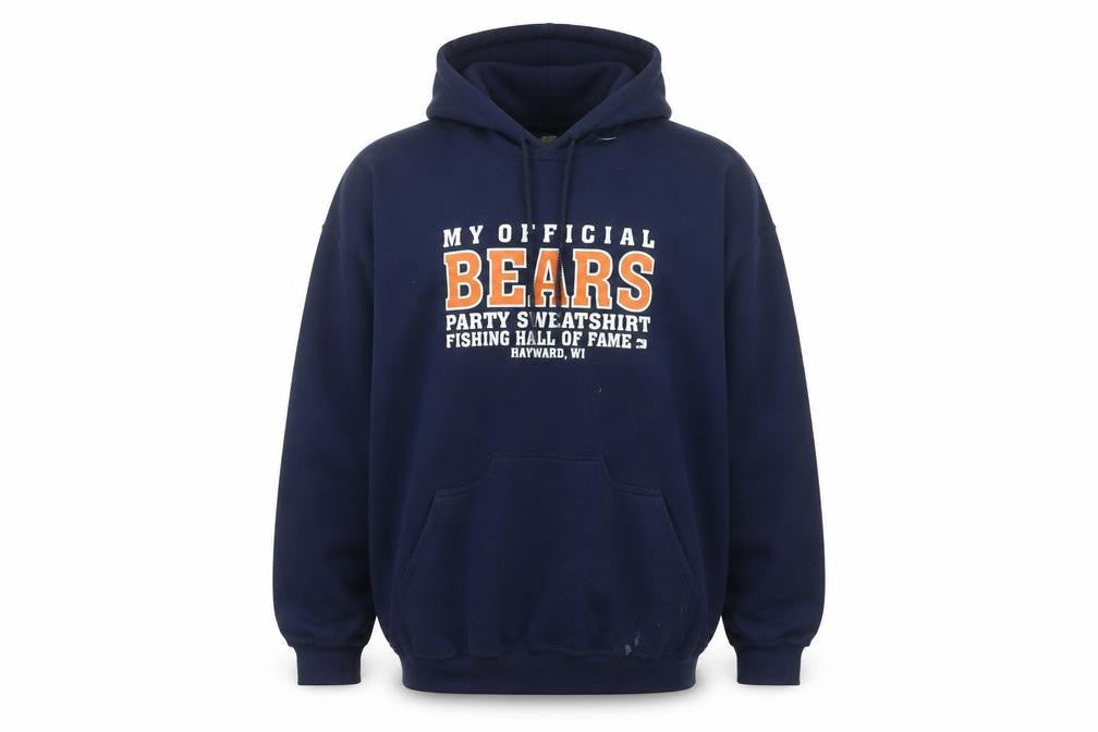 Gildan Men's Blue 2XL Pullover Hoodie Bears Graphic Heavyweight Sweatshirt