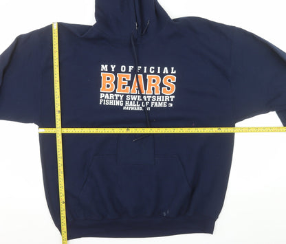 Gildan Men's Blue 2XL Pullover Hoodie Bears Graphic Heavyweight Sweatshirt