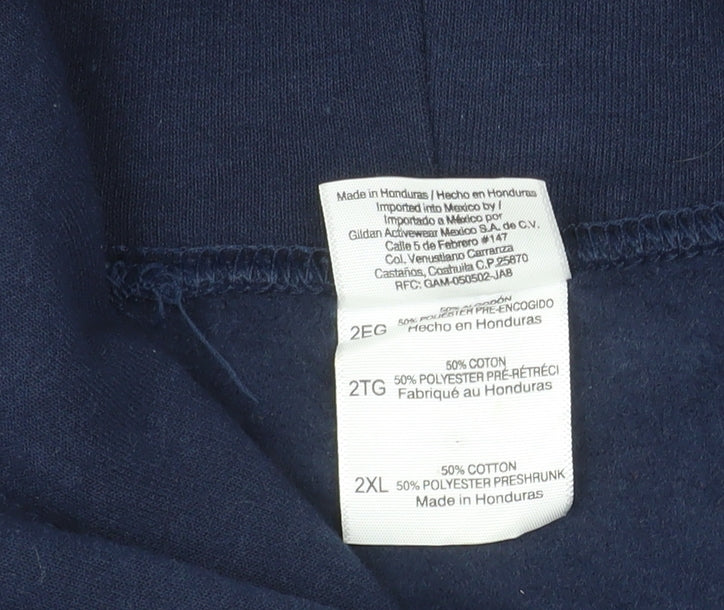 Gildan Men's Blue 2XL Pullover Hoodie Bears Graphic Heavyweight Sweatshirt