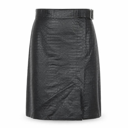 Primark Women’s Black Faux Leather Animal Print Midi Wrap Skirt Size 14