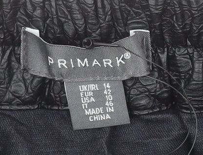 Primark Women’s Black Faux Leather Animal Print Midi Wrap Skirt Size 14