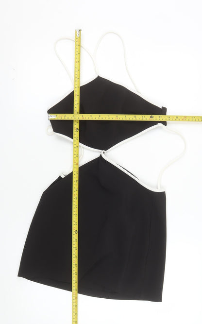 Zara Women Black Halter Bodycon Short Dress Size S