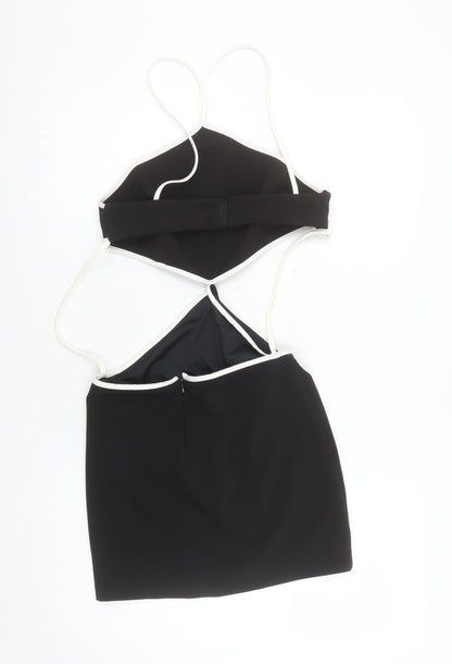 Zara Women Black Halter Bodycon Short Dress Size S