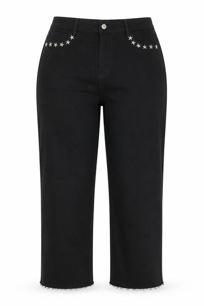 Minueto Women Black 2XL Straight Studded Jeans