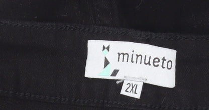 Minueto Women Black 2XL Straight Studded Jeans