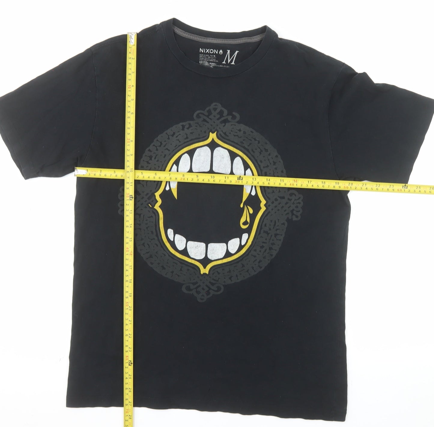 Nixon Men's Black Gothic Vampire Graphic Cotton T-Shirt Size M