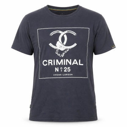 Chunk London Criminal No 25 Men's Black Cotton Graphic T-Shirt Size S