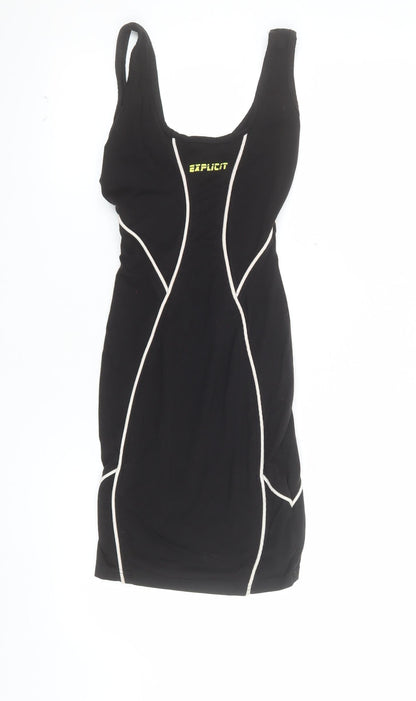 Explicit Women’s Black Bodycon Dress Size 6 Sleeveless Contrast Trim