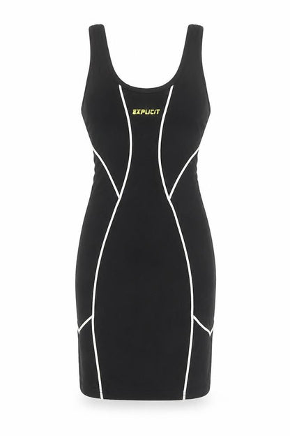 Explicit Women’s Black Bodycon Dress Size 6 Sleeveless Contrast Trim