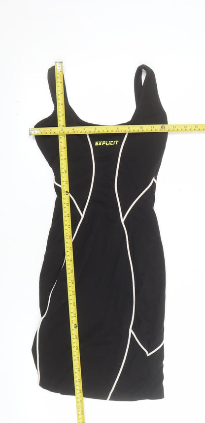 Explicit Women’s Black Bodycon Dress Size 6 Sleeveless Contrast Trim