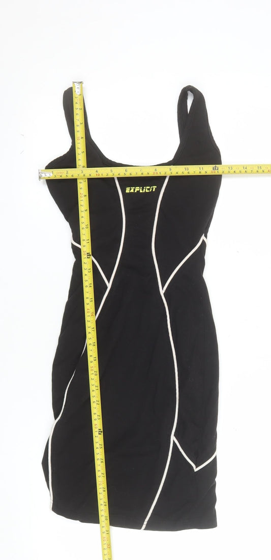Explicit Women’s Black Bodycon Dress Size 6 Sleeveless Contrast Trim