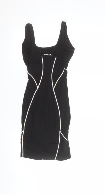 Explicit Women’s Black Bodycon Dress Size 6 Sleeveless Contrast Trim