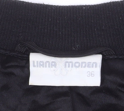 Liana Moden Unisex Black Art Print Bomber Jacket Size 36 Viscose Rayon