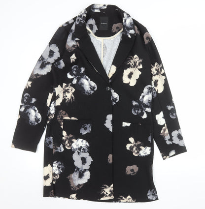 b.young Women's Black Floral Mid-Length Blazer Size 12