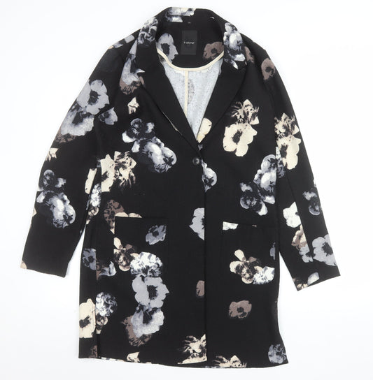 b.young Women's Black Floral Mid-Length Blazer Size 12