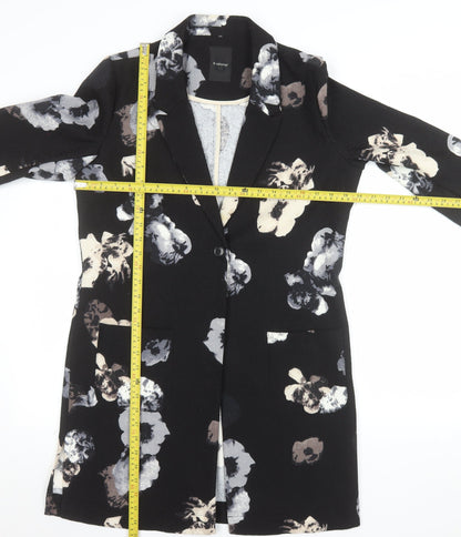 b.young Women's Black Floral Mid-Length Blazer Size 12