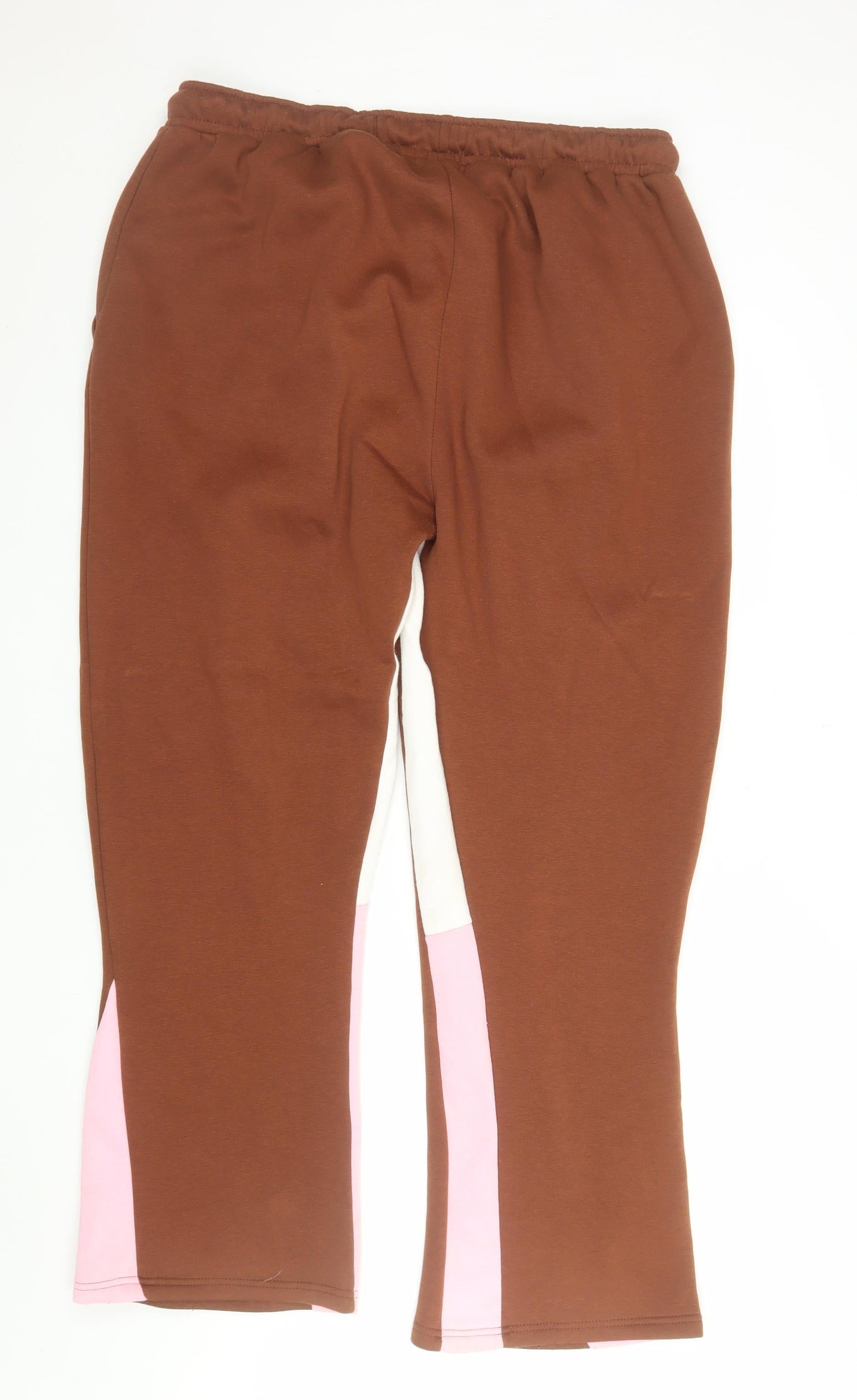 MAN Men's Brown 2XL Sweatpants Logo Print Elastic Waist Fleece Joggers