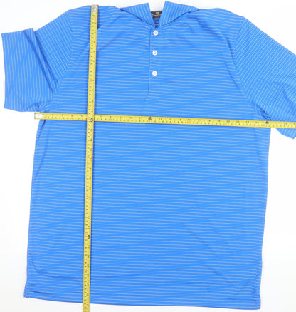 Tourney Men's Blue Striped Golf Polo Shirt Size L Regular Fit