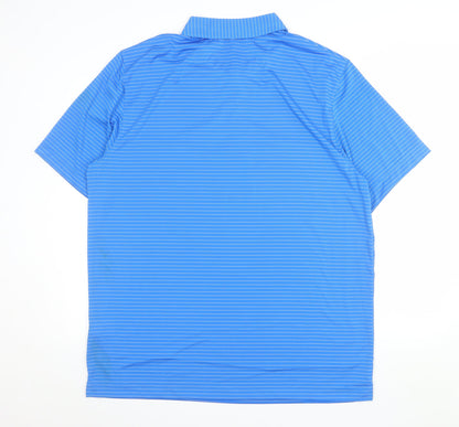 Tourney Men's Blue Striped Golf Polo Shirt Size L Regular Fit