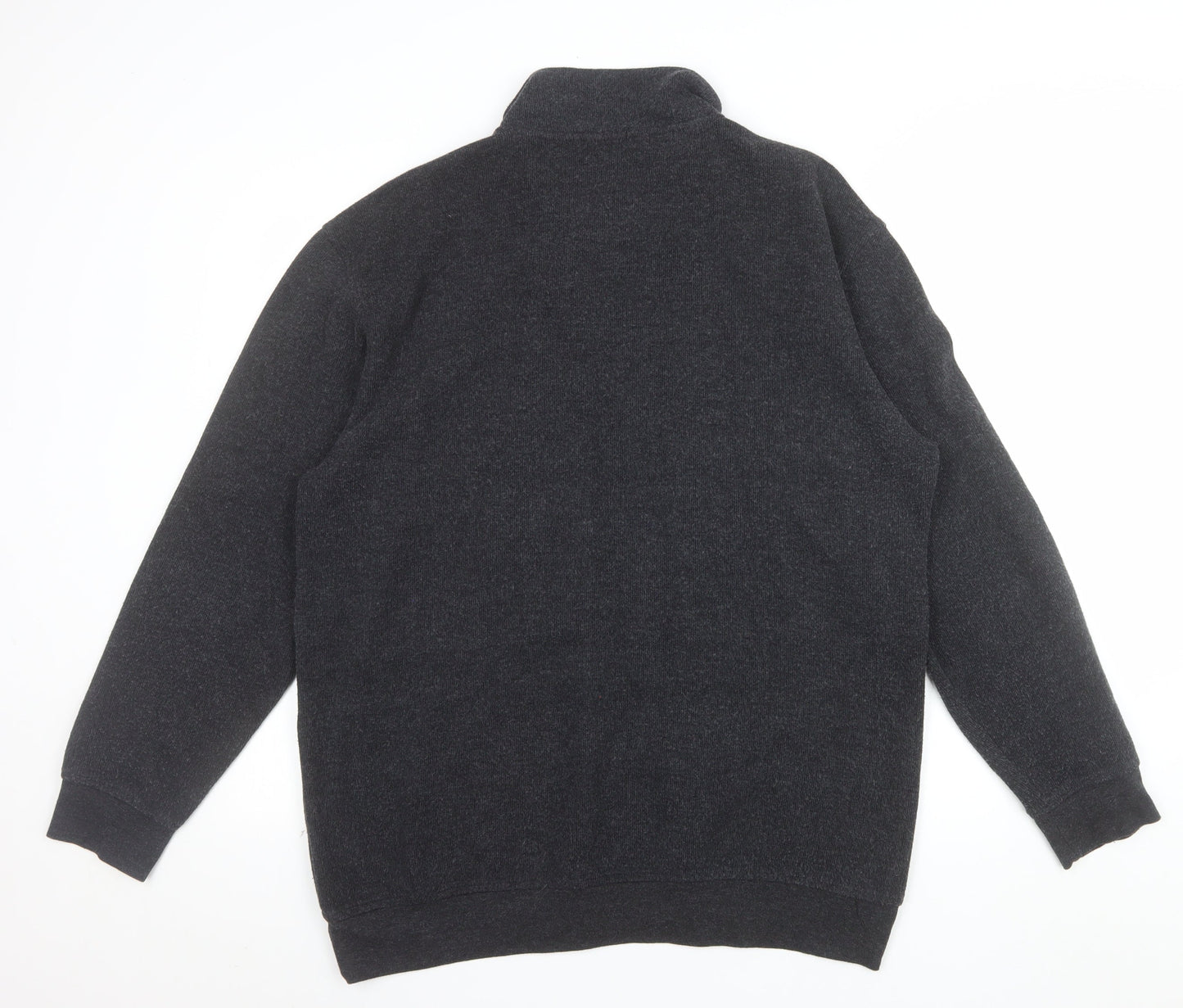 BHS Men’s Grey Striped 1/2 Zip Cotton Blend Jumper Size L