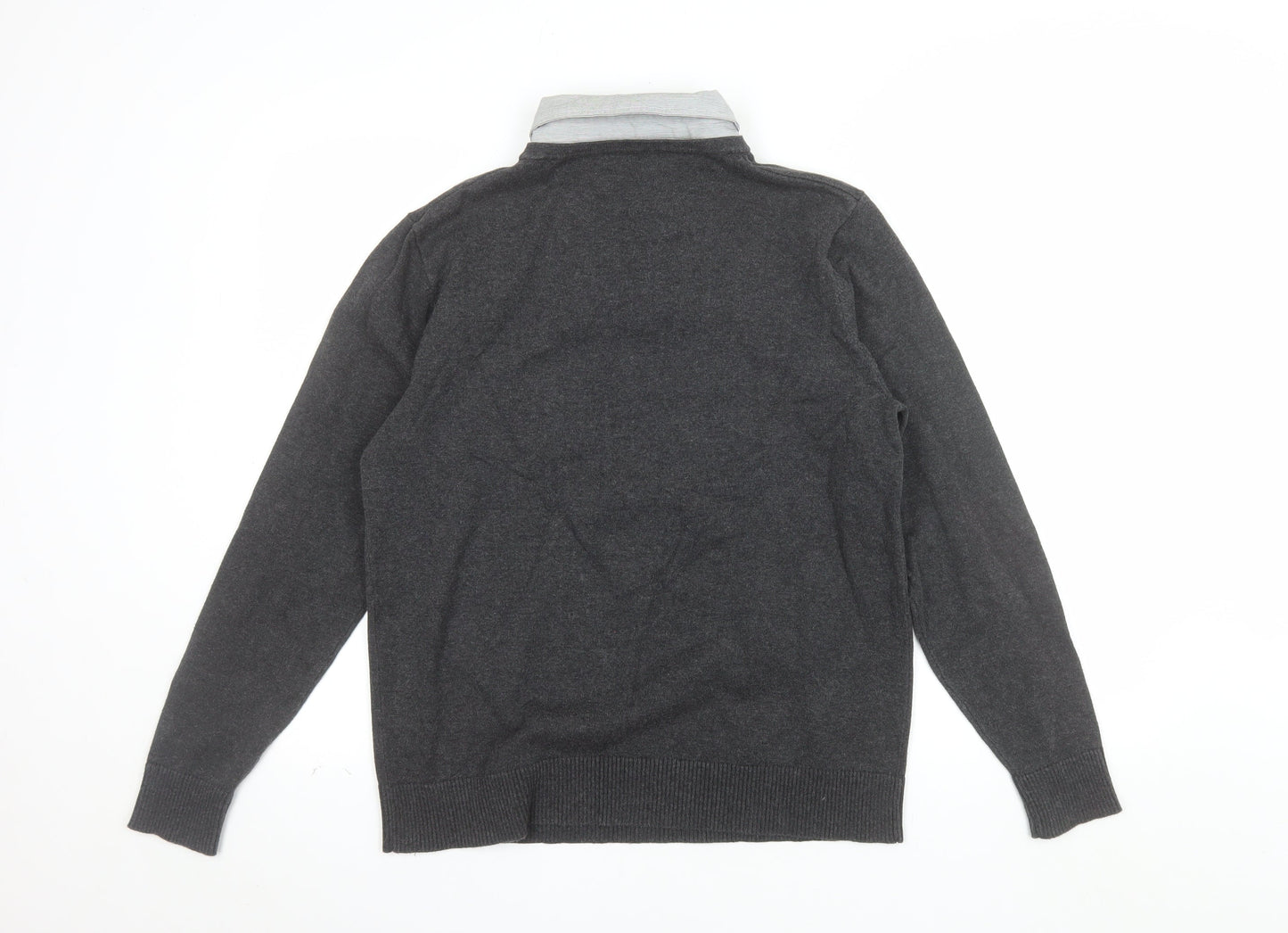 Jack Reid Men’s Grey V-Neck Pullover Jumper Size S Cotton Knit
