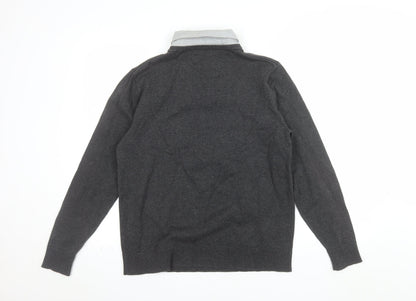 Jack Reid Men’s Grey V-Neck Pullover Jumper Size S Cotton Knit