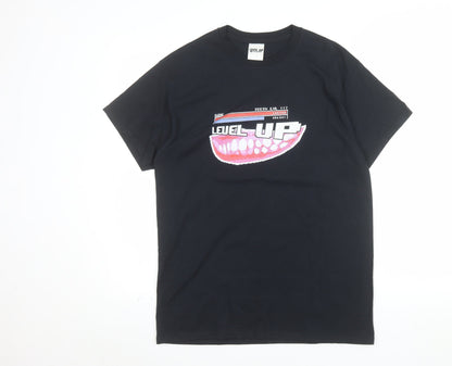 Level Up Black Graphic T-Shirt Men’s Medium 100% Cotton Retro Gaming Style