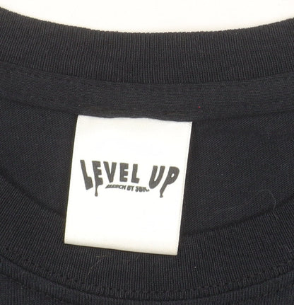 Level Up Black Graphic T-Shirt Men’s Medium 100% Cotton Retro Gaming Style