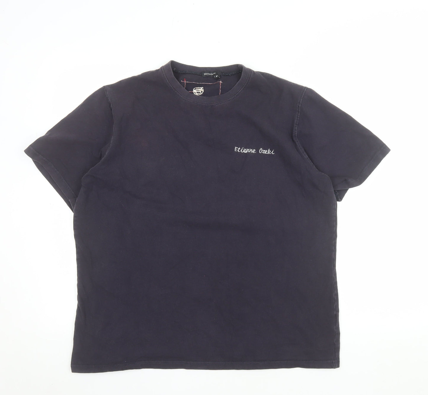Etienne Ozeki Men's Black XL Crew Neck Embroidered Graphic T-Shirt