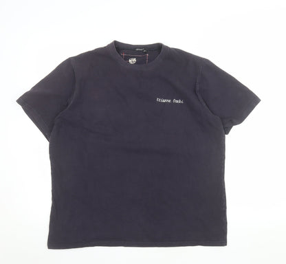 Etienne Ozeki Men's Black XL Crew Neck Embroidered Graphic T-Shirt