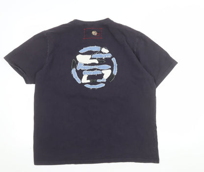 Etienne Ozeki Men's Black XL Crew Neck Embroidered Graphic T-Shirt