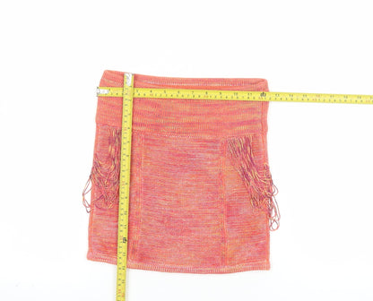 Armani Exchange Women's Orange Knit Fringe Mini Skirt XS