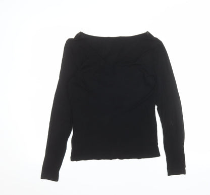 Cable & Gauge Women's Black Beaded Tunic Blouse Size S Long Sleeve