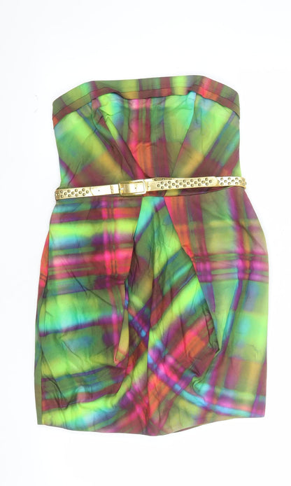River Island Scarlet Women’s Multicoloured Strapless Bodycon Dress Size 12