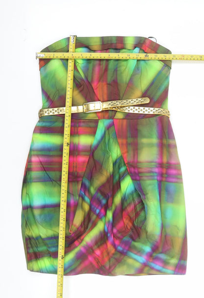 River Island Scarlet Women’s Multicoloured Strapless Bodycon Dress Size 12