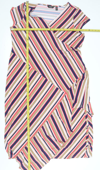 Du Jour Women’s Multicoloured Striped A-Line Midi Dress Size 2XL